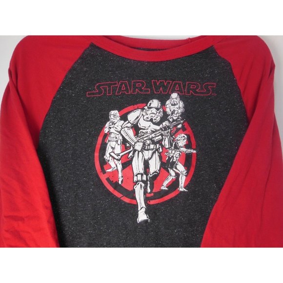 Star Wars Stormtroopers kids 18 Blk/Red Long Sleeve Raglan skate Shirt size 2xL - Picture 2 of 4
